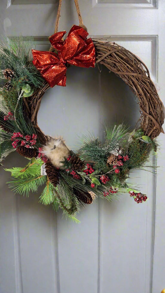 Red Bow Wreath