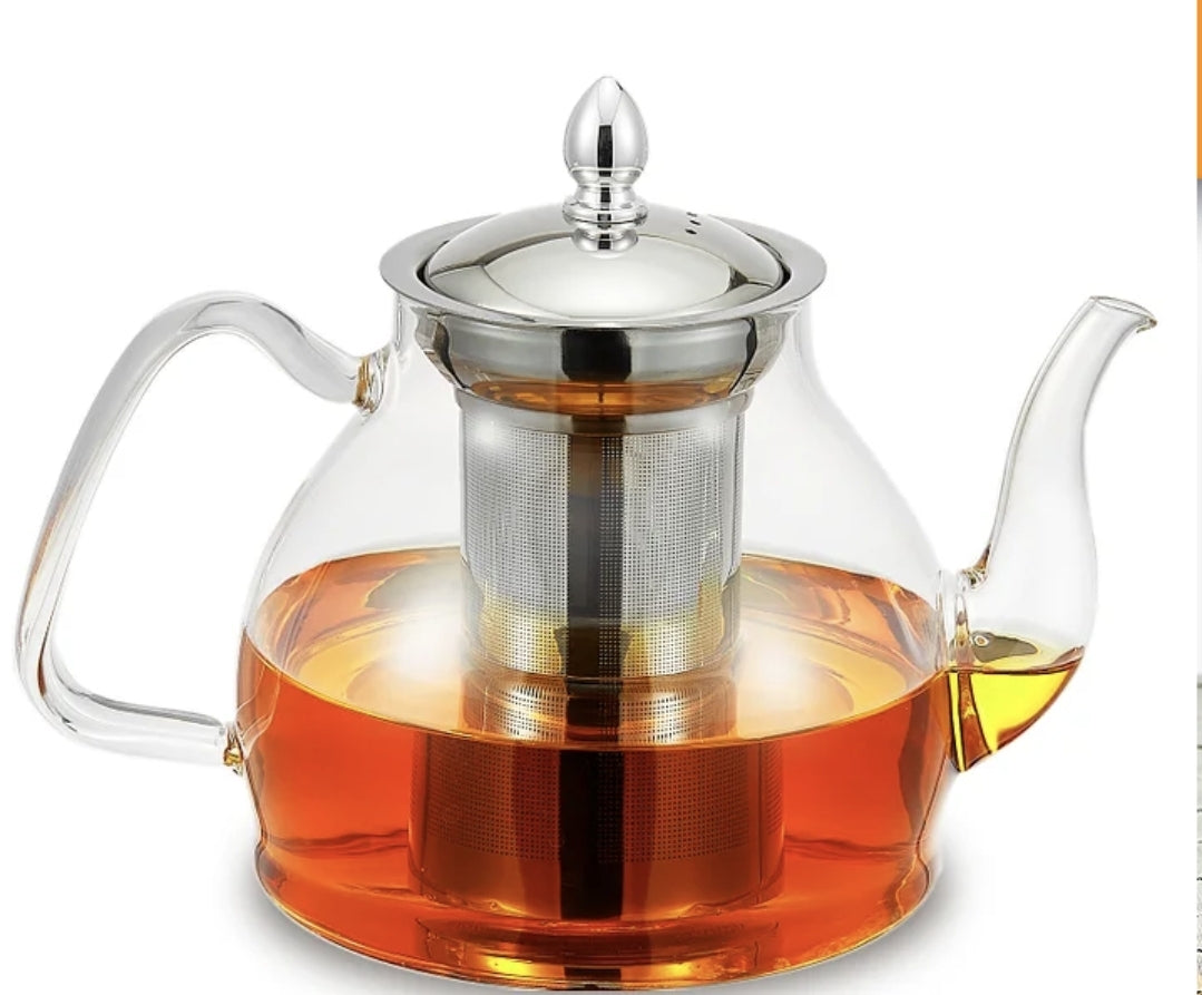 Glass Teapot Kettle with Removable Stainless Steel Infuser