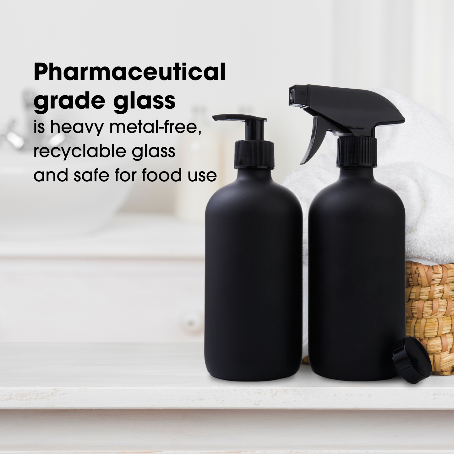 Boston Round Glass Bottle- Coated