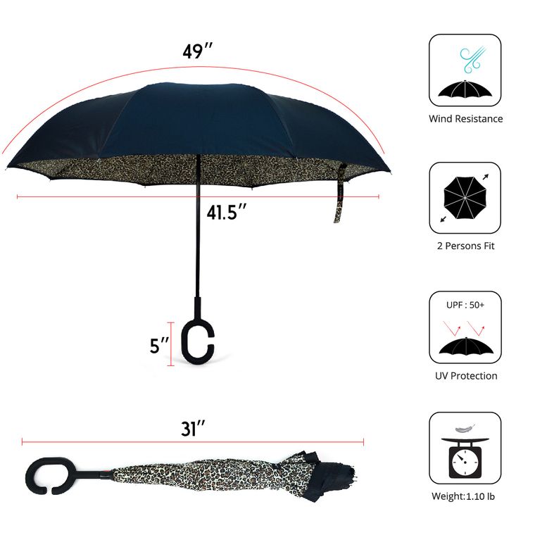 Leopard print Double Layer Inverted Umbrella