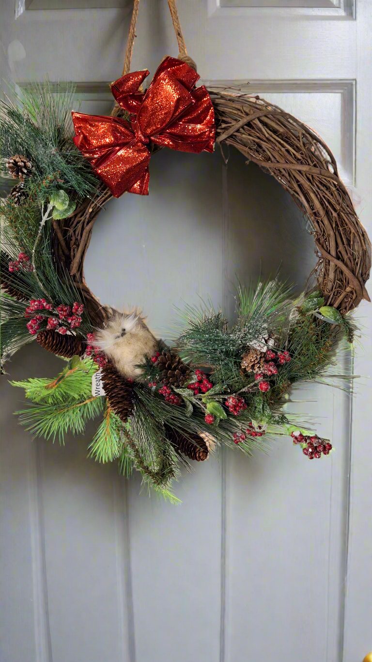 Red Bow Wreath