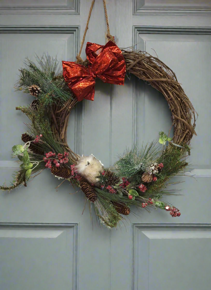 Red Bow Wreath