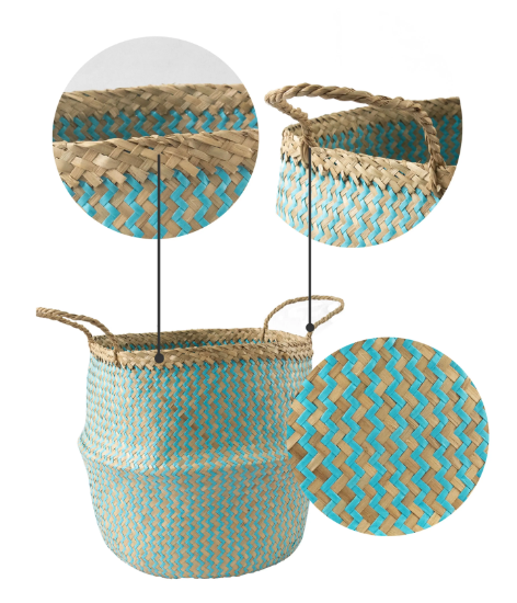 Cyan Belly Basket with Handles